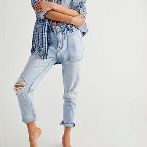 SOLD 💕 Driftwood Eliza free people Anthropologie light acid denim paper bag  je